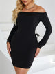 Lace-Up Off Shoulder Long Sleeve Mini Dress Trandify Deal