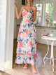 Floral Print Layered Maxi Cami Dress for Women – Boho Summer Fashion with Thigh Slit