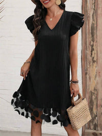 Ruffled V-Neck Cap Sleeve Dress Trandify Deal
