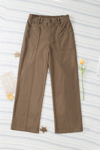 Half Elastic Waist Straight Pants Trandify Deal