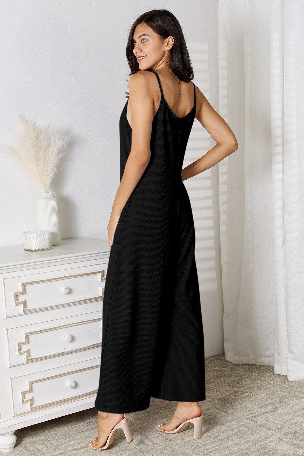 Basic Bae Full Size Spaghetti Strap V-Neck Jumpsuit Trandify deal