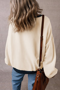 Contrast Round Neck Long Sleeve Sweatshirt Trandify Deal