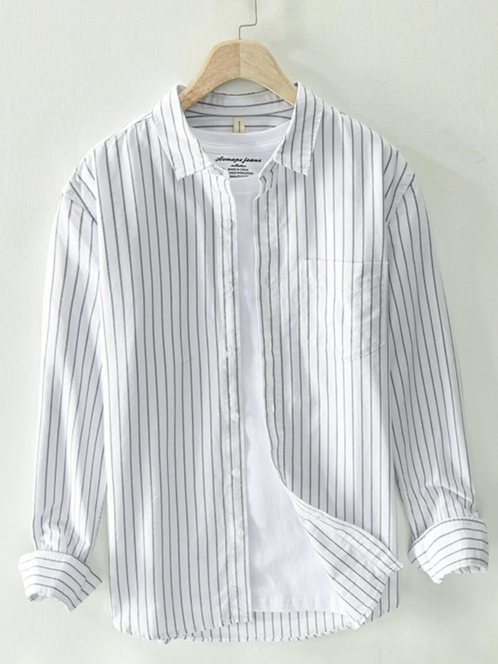 Men’s Plus Size Striped Button-Up Shirt Long Sleeve – Big & Tall Comfort Fit Casual Business Wear