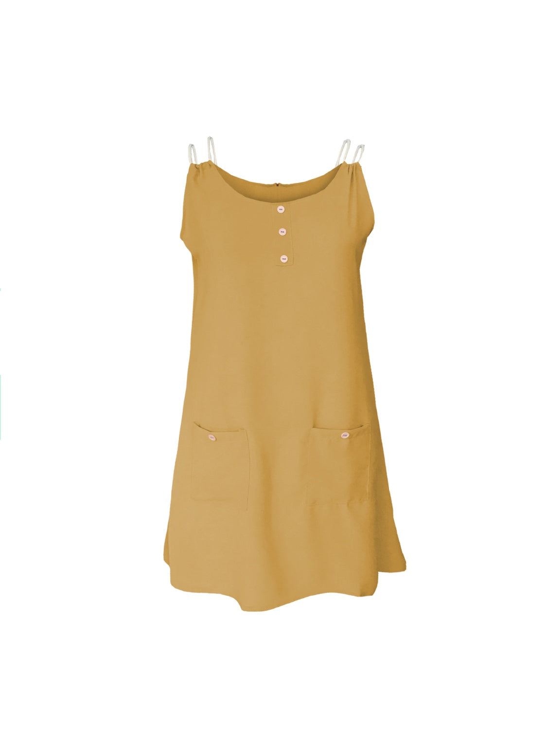 Round Neck Double Spaghetti Straps Mini Dress Trandify deal