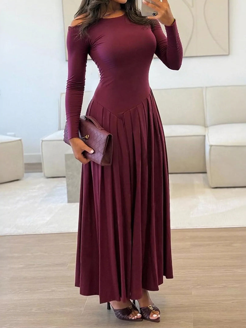 Ruched One Shoulder Bodycon Dress in Burgundy
