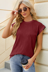 Round Neck Cap Sleeve T-Shirt Trandify deal