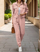 Plaid Texture Snap Down Top and Pants Set Trandify deal