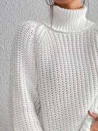 Plus Size Turtleneck Sweater - Ribbed Long Sleeve Top