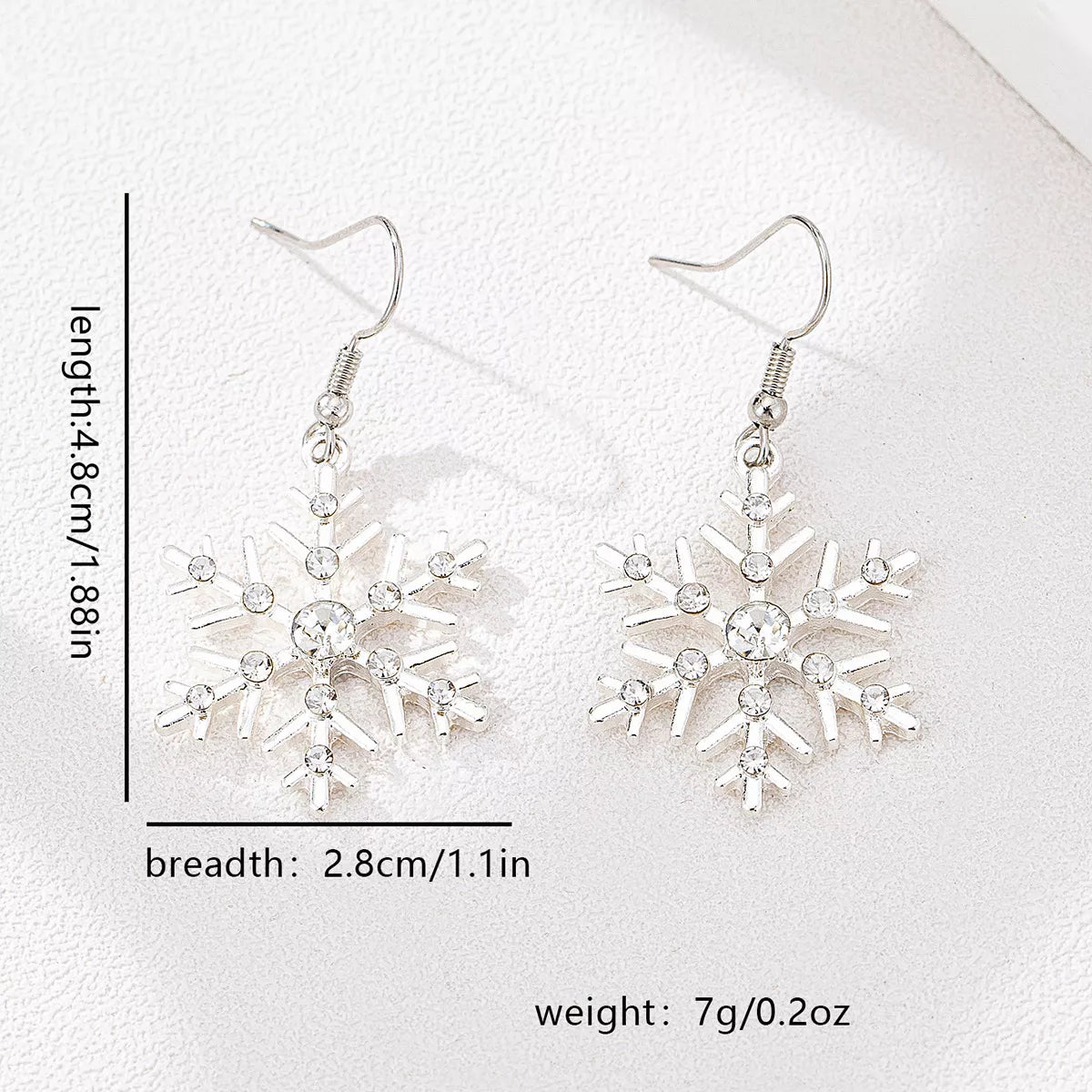 Christmas Snowflake Dangle Earrings, Rhinestone Alloy Jewelry