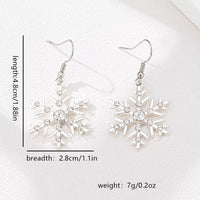 Christmas Snowflake Dangle Earrings, Rhinestone Alloy Jewelry