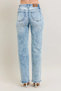 Judy Blue Plus Size 90's Straight Jeans - High Waist Distressed Denim for Women | TrandifyDeal USA