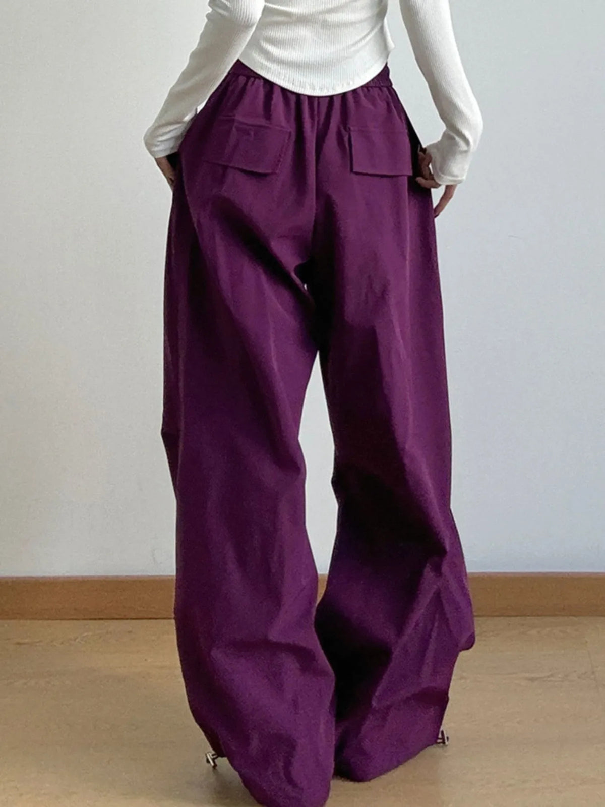 Women’s oversized wide leg drawstring pants in pink – boho chic high-waisted lounge pants
