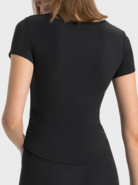 Notched Short Sleeve Active T-Shirt Trandify Deal