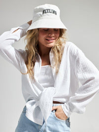 Textured Collared Neck Long Sleeve Shirt Trandify deal
