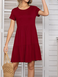 Round Neck Short Sleeve Mini Tee Dress Trandify deal