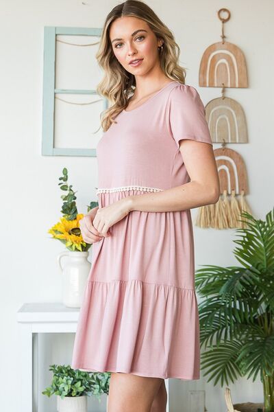 Boho Plus Size Tiered Mini Dress with Lace Trim – USA Women’s Fashion