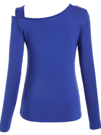 Cutout Asymmetrical Neck Long Sleeve T-Shirt Trandify Deal