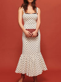 Polka Dot Sweetheart Neckline Maxi Dress for Women – Flowy Summer Party Dress