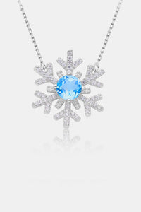 925 Sterling Silver Topaz Snowflake Shape Necklace Trandify Deal