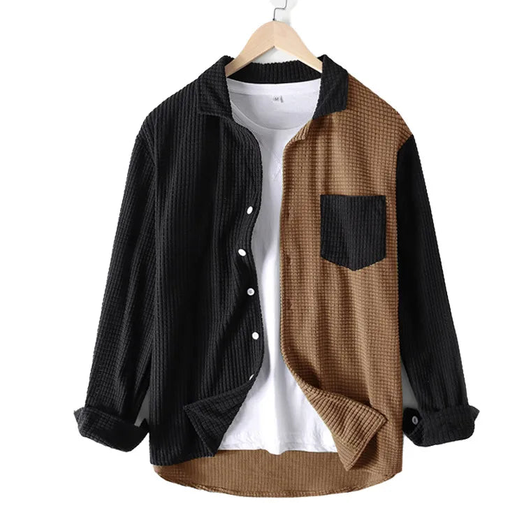 Men’s plaid flannel shirt – long sleeve button-up in classic checkered pattern (plus size)