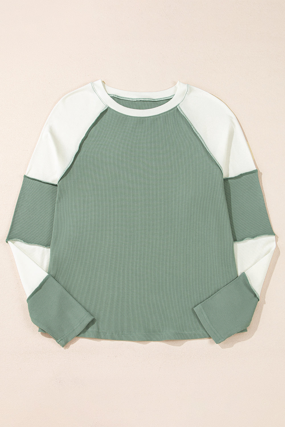 Color Block Round Neck Raglan Sleeve Top Trandify Deal