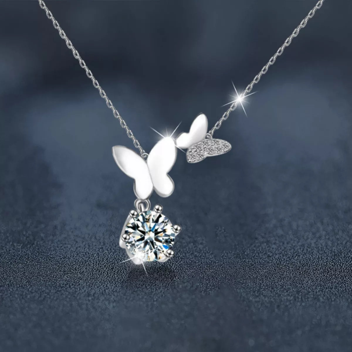 1 Ct Round Moissanite Necklace, Sterling Silver Pendant for Women