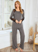 Lace Detail Long Sleeve Top and Pants Lounge Set Trandify Deal