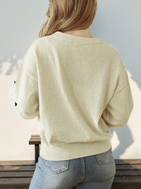 Perfee Heart Round Neck Long Sleeve Knit Top Trandify Deal