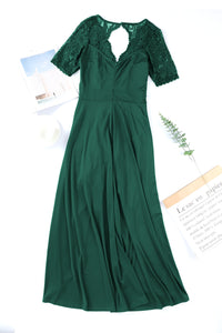 Lace Cutout V-Neck Short Sleeve Dress Trandify Deal