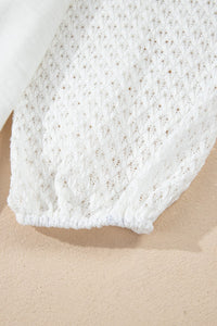 Trendy Openwork High-Low Hem V-Neck Oversized Top for Women – Casual & Boho Chic Blouse