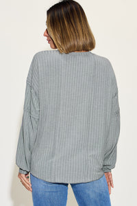 Basic Bae Full Size Ribbed Round Neck Long Sleeve T-Shirt Trandify Deal