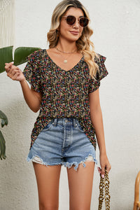V-Neck Short Sleeve Blouse Trandify deal
