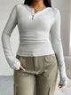 Devine Quarter Button Long Sleeve T-Shirt Trandify Deal