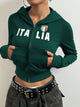 Letter Graphic Zip Up Long Sleeve Hoodie Trandify deal