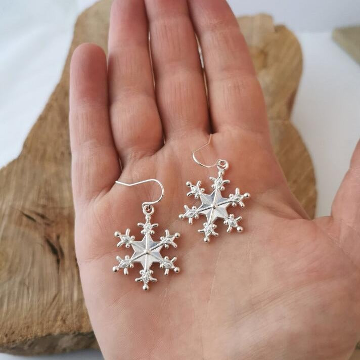 Silver-Plated Snowflakes Earrings Trandify Deal