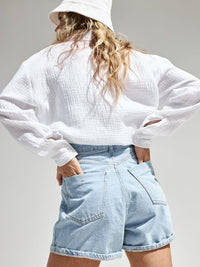 Textured Collared Neck Long Sleeve Shirt Trandify deal