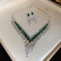 Copper Rhinestone Earrings and Necklace Jewelry Set Trandify Deal