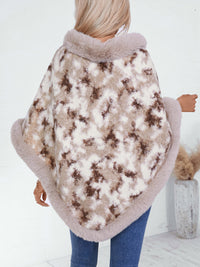 Furry Contrast Three-Quarter Poncho Trandify Deal
