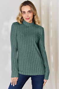 Basic Bae Full Size Ribbed Mock Neck Long Sleeve T-Shirt Trandify Deal