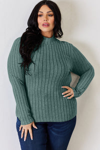 Basic Bae Full Size Ribbed Mock Neck Long Sleeve T-Shirt Trandify Deal