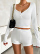 Scoop Neck Long Sleeve Top and Shorts Set Trandify deal