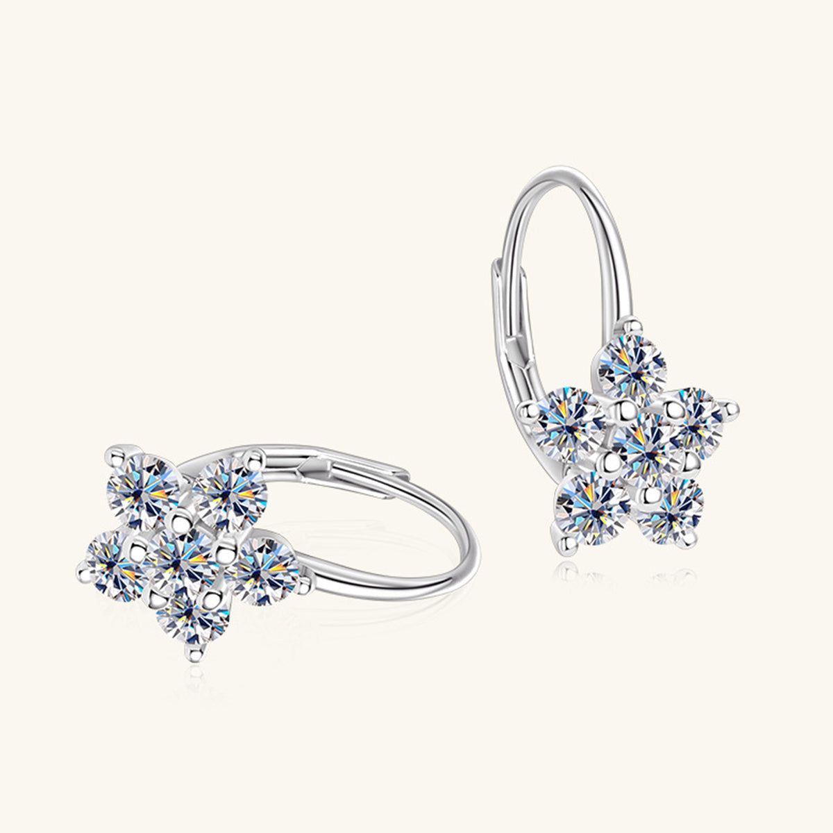1.2 Carat 925 Sterling Silver Moissanite Flower Huggie Earrings Trandify Deal