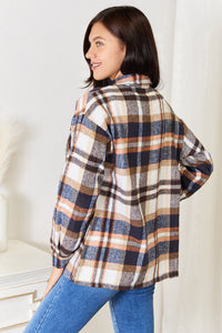 Double Take Plaid Button Front Shirt Jacket with Breast Pockets Trandify Deal