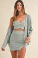MABLE 3 Pieces Sweater Set with Crop Cami, Mini Skirt, Cardigan Trandify Deal