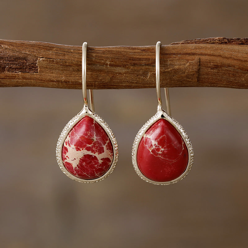 Copper Natural Stone Teardrop Shape Earrings Trandify Deal