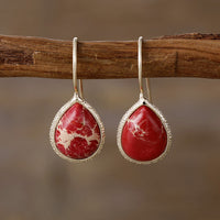 Copper Natural Stone Teardrop Shape Earrings Trandify Deal