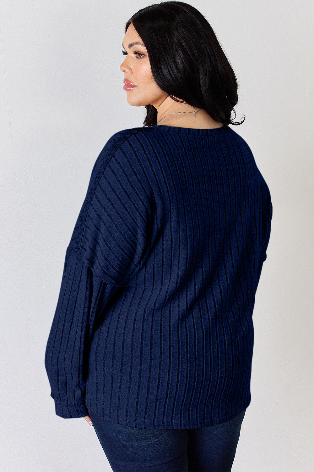 Basic Bae Full Size Ribbed Half Button Long Sleeve T-Shirt Trandify Deal