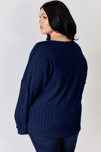 Basic Bae Full Size Ribbed Half Button Long Sleeve T-Shirt Trandify Deal