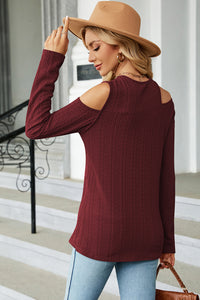 Round Neck Cold Shoulder T-Shirt Trandify deal
