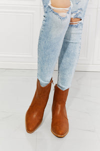 MMShoes Watertower Town Faux Leather Western Ankle Boots in Ochre Trandify Deal